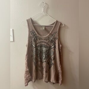Women's Vocal Medium Taupe Graphic Dreamcatcher Tank Top